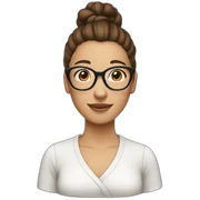 woman with brown hair bun and glasses sticker