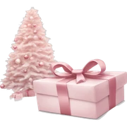 Light pink Christmas gifts under a white Christmas tree  sticker