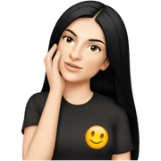 female, black shirt, long black hair sticker