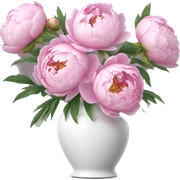 Pink peonies in white vase ￼ sticker