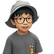 happy boy in outdoor hat sticker