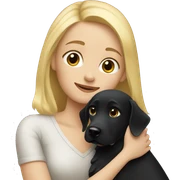Blonde Girl hugs black dog sticker