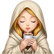 girl inside a blanket sipping coffee eyes closed sticker