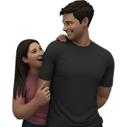 smiling couple under cloudy sky sticker
