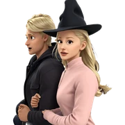 blonde girl with boy in hat sticker
