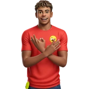 happy boy in red shirt sticker