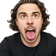 boy with beard sticking tongue sticker