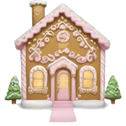 light pink and gold and white gingerbread house sticker