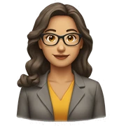 Profesora pelo castaño, gafas sticker