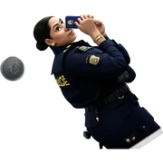 girl in police uniform with jewelry sticker