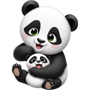 Panda holding a baby panda sticker
