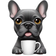 French bulldog dark grey drinking coffee sticker