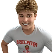 smiling boy in white shirt sticker