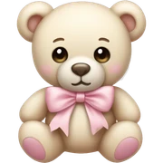 Cream colored teddy bear with pastel pink bow sticker