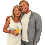 happy couple in casual setting sticker