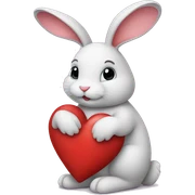 A bunny holding a heart sticker