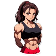 Anime woman bodybuilder with six pack and beautiful faces sticker