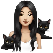 Beautiful woman with long black hair and with black cats on her shoulder  sticker
