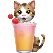 cat drinking boba sticker