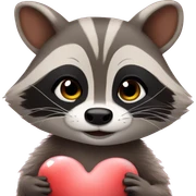 Raccoon kisses heart sticker