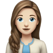 Girl with long brown hair blue eyes pale skin sticker
