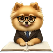 A pomeranian studying sticker