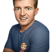 smiling boy in blue shirt sticker
