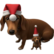 dog in santa hat on couch sticker