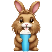 Tofee brown lionhead fluffy rabbit, holding a milkshake  sticker