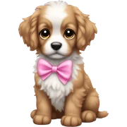 Cute puppy with pink bows white fluffy sticker