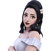 girl with black hair flower sticker
