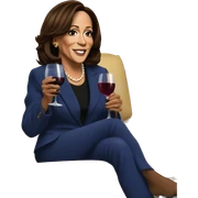 Kamala Harris drinking wine while watching reality tv sticker