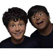 smiling boys on dark background sticker