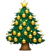 árbol de navidad con esferas color dorado y luces blancas sticker