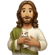 jesus holding a hamster sticker