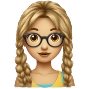 Petite fille avec lunette et frange cheveux marron courts sticker
