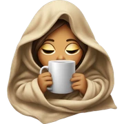 girl inside a blanket sipping coffee eyes closed sticker