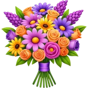 Pink, purple, yellow and orange buque flowers sticker