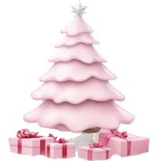 Light pink Christmas gifts under a white Christmas tree  sticker