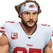 male athlete with beard and headband sticker