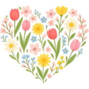 heart with spring flowers theme sticker