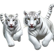 3 white tigers running to the left sticker