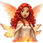 big wings, fire, Beautiful, fairy, red, long hair sticker
