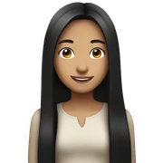 A girl with long straight black hair and brown eyes is smiling sticker