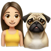 Pug and girl sticker