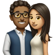 Brunette Guy wearing glasses kissing brunette girl sticker