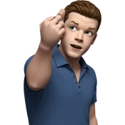 brown haired boy in blue sticker