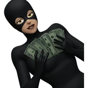 girl in bodysuit with money sticker