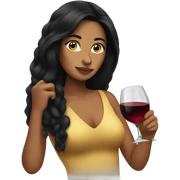 Tanned woman with long black hair drinking wine  sticker