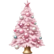 Pink pastel Christmas tree with pink and white ornaments  sticker